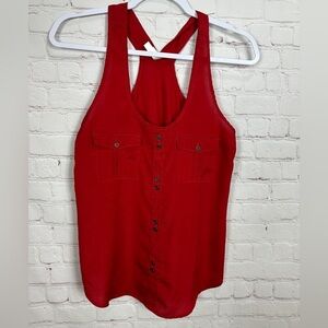 Xhilaration Red Faux Button Sleeveless Racerback Blouse Top‎ Shirt, Sz M, GUC